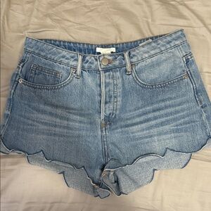 H&M Blue Scalloped Jean Shorts